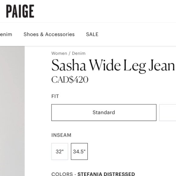 Brand New PAIGE Sasha Wide Leg Jean - Picture 5 of 9